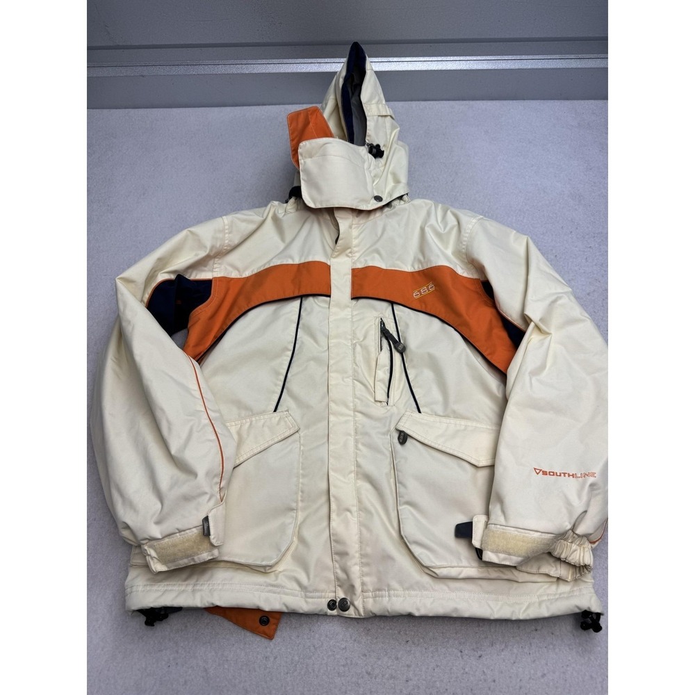 686 Jacket Womens Medium White Orange Hooded Insulated Winter Ski Snowboarding